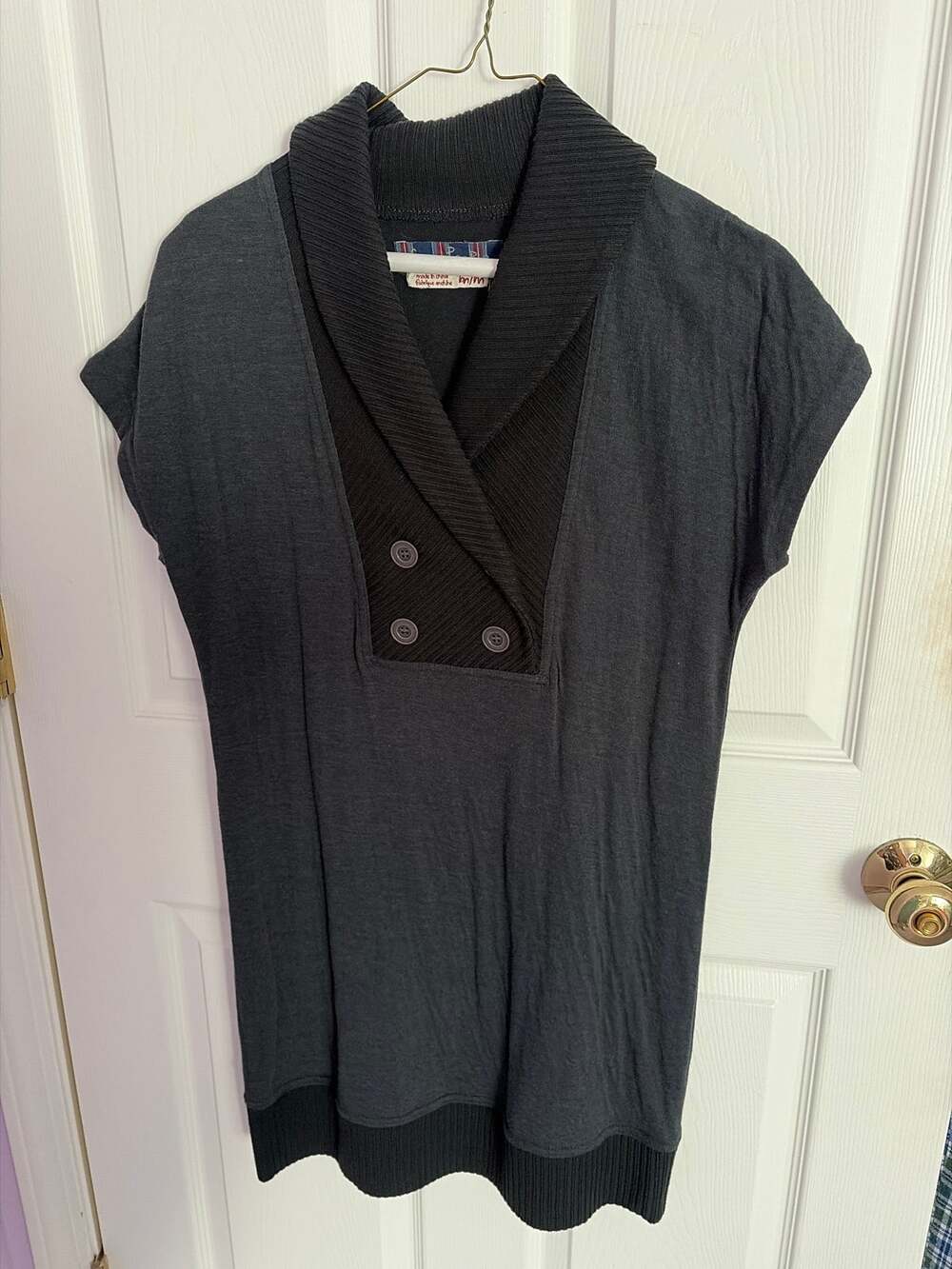 Vintage Free People short sleeve grey black dress size medium